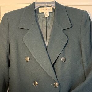 Vintage Jones New York Women's Dark Green Double-Breasted Blazer